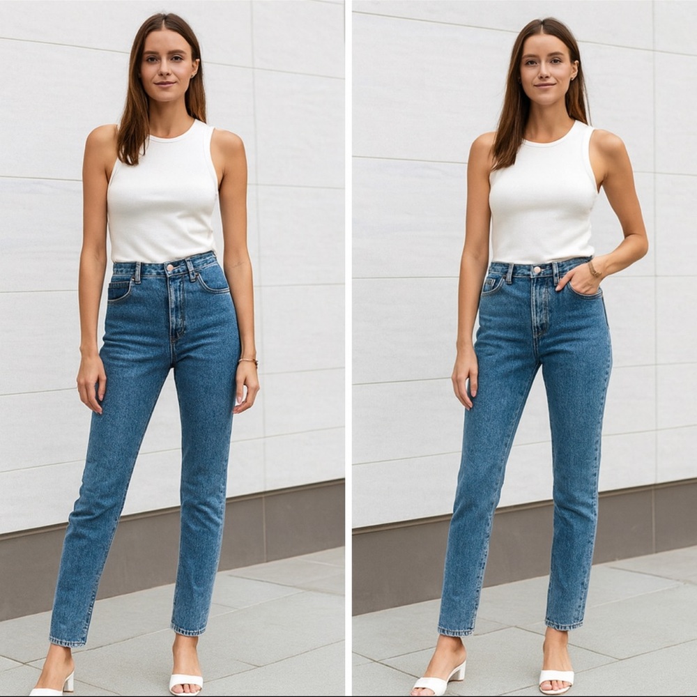 WeWoreWhat x Revolve Stacked Skinny High Rise Blue Jeans Size 26 NWT